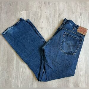Levi's 517 35x34 Dark Blue Straight Jeans for Men Distressed
